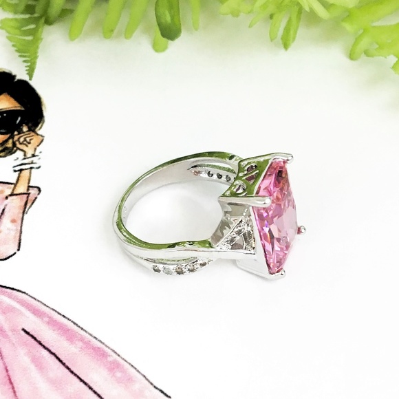 Pink Zircon White Gold Ring - Picture 2 of 4
